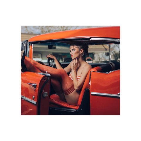 Kixies Sandra Pończochy Samonośne Czerwone Siateczkowe