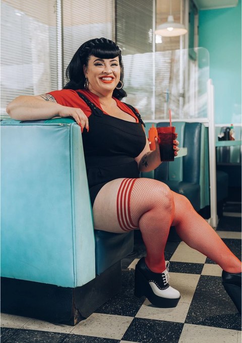 Kixies Sandra Pończochy Samonośne Czerwone Siateczkowe