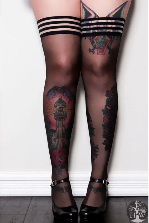 Kixies Taylor Pończochy samonośne czarne rozmiary Petite-Plus