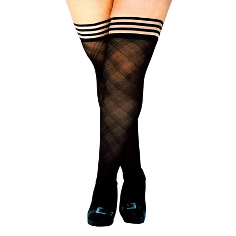 Kixies Tiffany B - Pończochy czarne z geometrycznym wzorem, połprzezroczyste