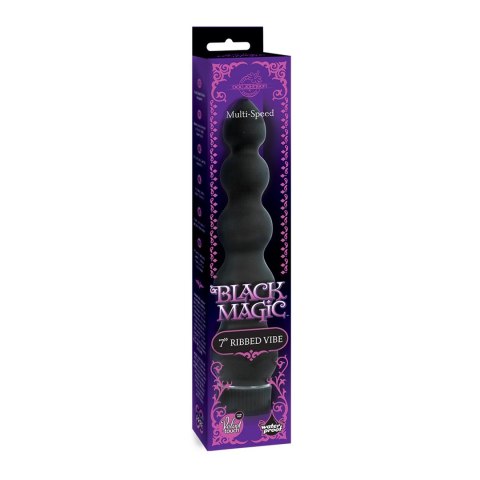 Doc Johnson Black Magic Ribbed Vibe czarny 18 cm wodoodporny