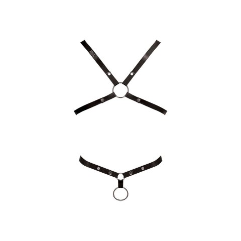 Male Power Harness Set Rip Off - Regulowany dwuczęściowy komplet z O-ringiem