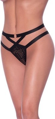 Magic Silk Exposed Cheeky - Majtki siateczkowe L/XL ze złotym detalem