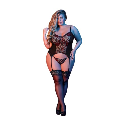 Magic Silk Exposed Komplet Merry Widow Plus Size koronka czarny