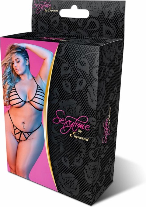 Magic Silk Exposed Komplet Plus Size biustonosz halter + stringi