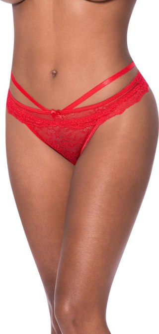 Magic Silk Exposed majtki paskowe z wycięciem i czerwoną kokardką