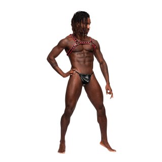 Male Power Leo Harness regulowane szelki z imitacji skory czarne