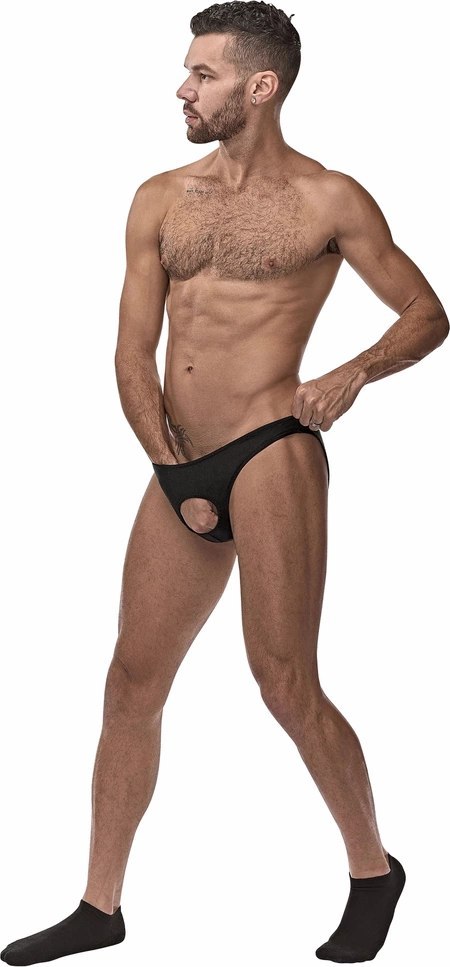 Male Power Nylon Spandex majtki bez kieszeni, elastyczne bikini czarne