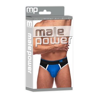 Male Power Retro Sport LXL - Stringi z kolorowymi panelami, biały akcent