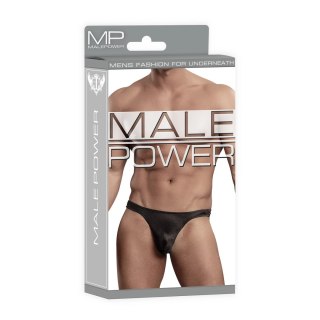 Male Power Satin Spandex Stringi Bong Czarny Komfortowy Fason