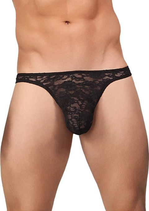 Male Power Stretch Lace Stringi męskie koronkowe czarne komfortowe