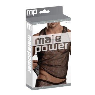 Male Power Stretch Net Tank top siateczkowy z wycięciem, czarny