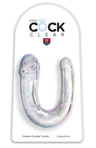 King Cock Clear Double Trouble Medium 33cm przezroczysty model dwustronny