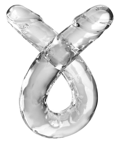 King Cock Clear Model 18in Podwojna Maszyna Intymna Przezroczysta 46cm