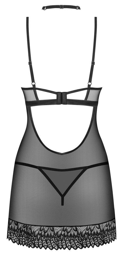 Obsessive Donarella komplet nocny M/L czarny - koszulka, stringi, choker
