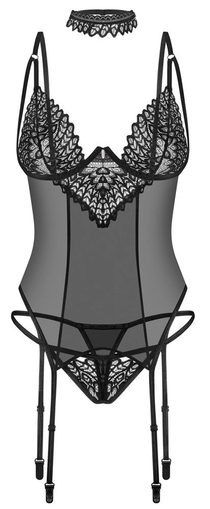 Obsessive Donarella zestaw bielizny 3-częściowy czarny XL/2XL