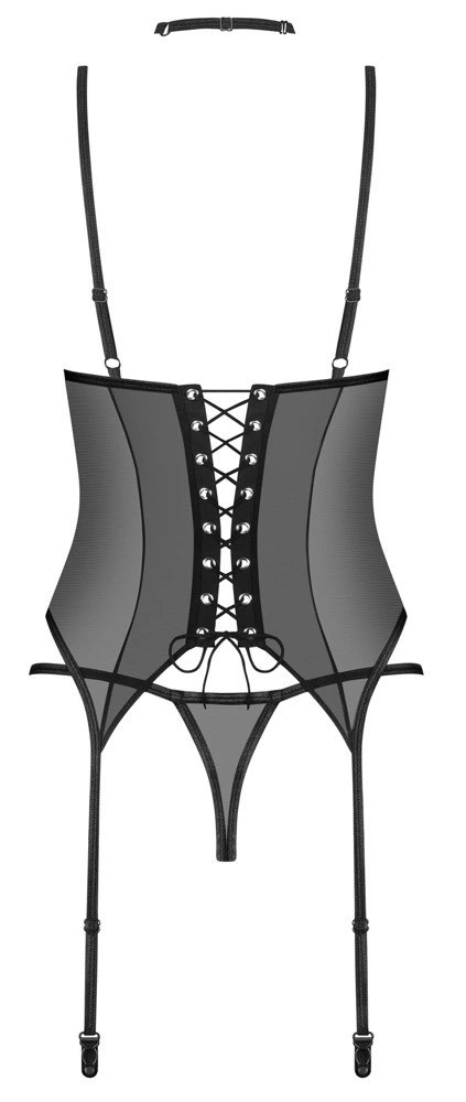 Obsessive Donarella zestaw bielizny 3-częściowy czarny XL/2XL