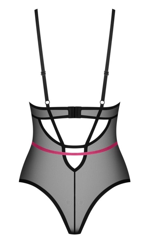 Obsessive Novenes M/L Body połprzezroczyste czarne z rożowymi paskami