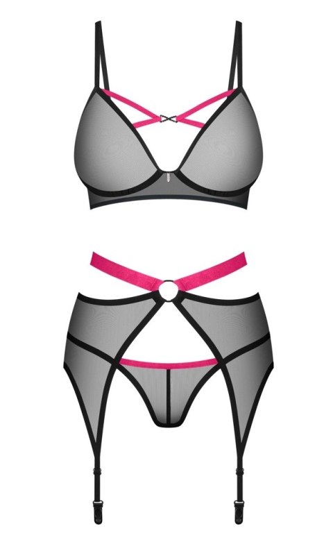 Obsessive Novenes komplet 3-częściowy czarny XL/2XL elegancki design