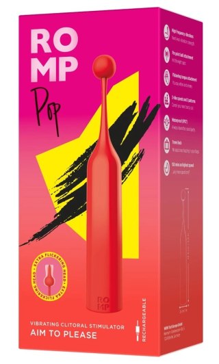 ROMP Pop Mini urządzenie wibrujące 2 wymienne końcowki silikonowe 14,5cm