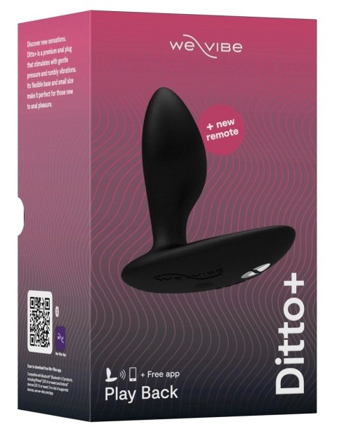 We-Vibe Ditto+ Satin Black zdalnie sterowany korek silikonowy Bluetooth