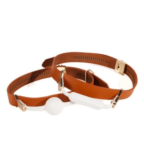 LOCKINK Zestaw brązowy - pasujący knebel kulkowy i gryzak z regulacją