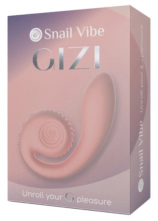 Snail Vibe Gizi Peach - wibrator zakrzywiony z podwojną stymulacją, silikonowy