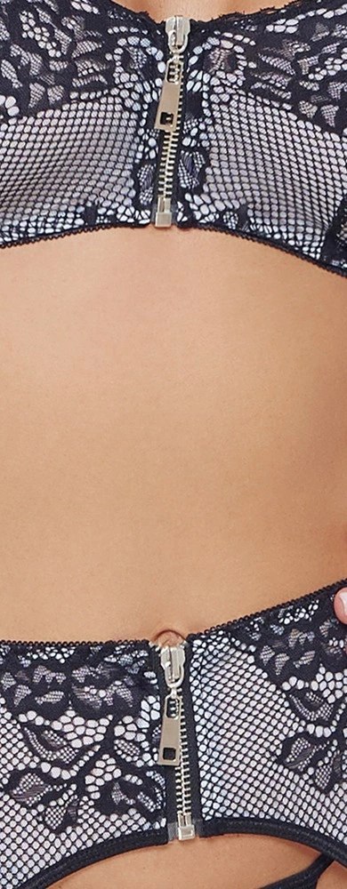 Cottelli Lingerie komplet 3-częściowy z koronką rozmiar L czarny