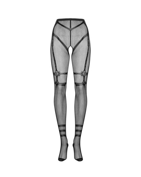 Obsessive S123 Czarne rajstopy z szelkami i sznurkiem S-L