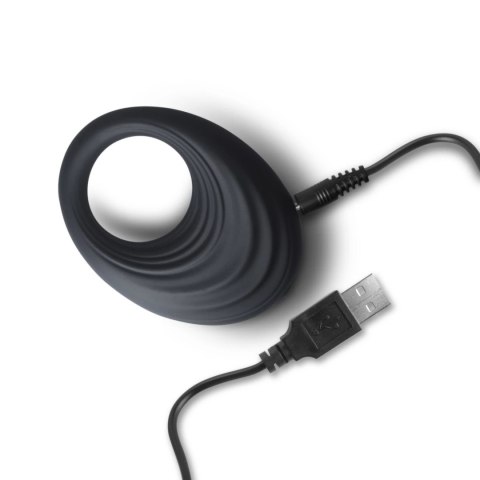 Rocks-Off Spire Czarny - Wibrujący pierścień silikonowy, ładowalny