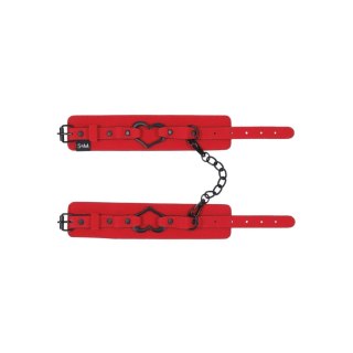 Sportsheets Amor kajdanki czerwone skorzane z ozdobnym sercem