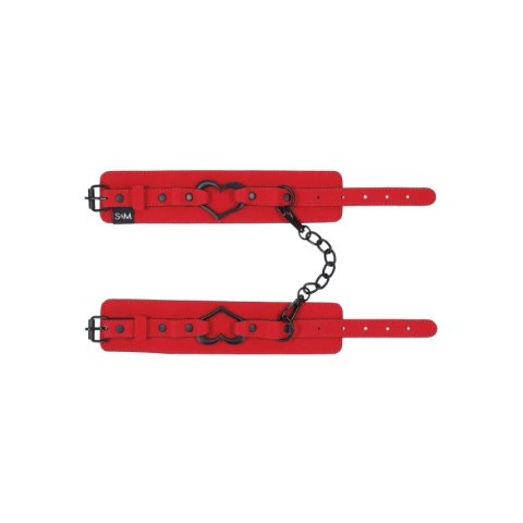 Sportsheets Amor kajdanki czerwone skorzane z ozdobnym sercem