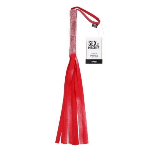Sportsheets Sex & Mischief Amor Sparkle Flogger czerwony, vegan leather