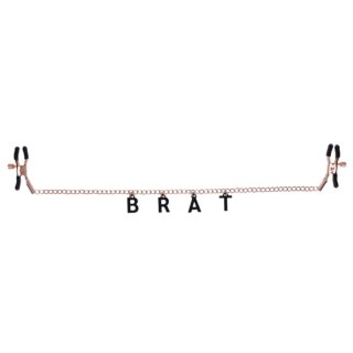 Sportsheets Sex & Mischief regulowane zaciski z napisem BRAT rożowe złoto