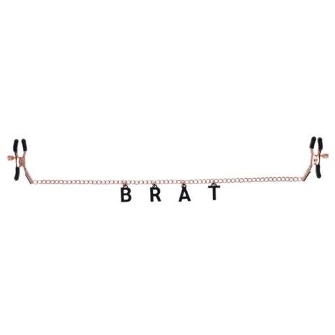 Sportsheets Sex & Mischief regulowane zaciski z napisem BRAT rożowe złoto