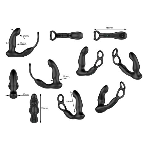 Nexus Simul8 Czarny - System stymulacji prostaty z pierścieniem silikonowym