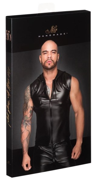 Noir Powerwetlook Męski Bezrękawnik z Kapturem Czarny 2XL