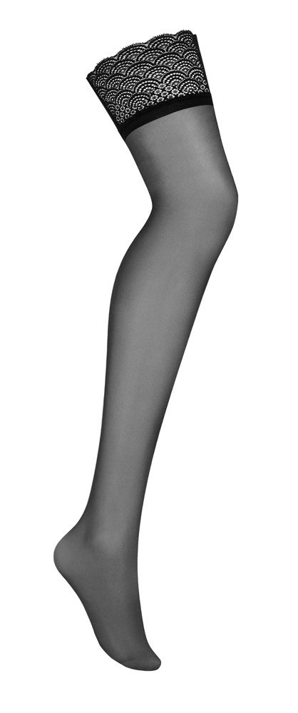 Obsessive Chemeris Pończochy czarne z koronką M/L