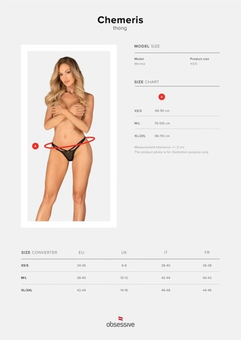 Obsessive Chemeris Stringi Czarne z Ozdobnym Paseczkiem M/L