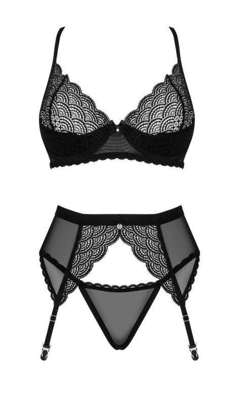 Obsessive Chemeris komplet 3-częściowy czarny M/L z koronką