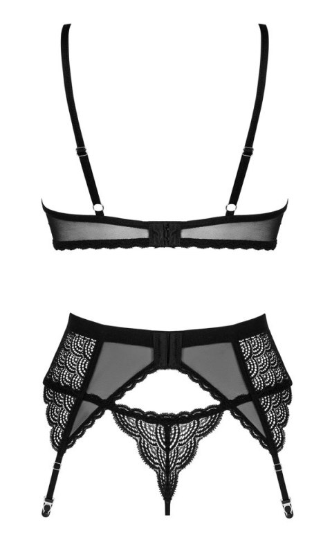 Obsessive Chemeris komplet 3-częściowy czarny M/L z koronką