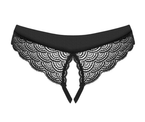 Obsessive Chemeris stringi czarne koronkowe z dekoracyjnym detalem XL/2XL