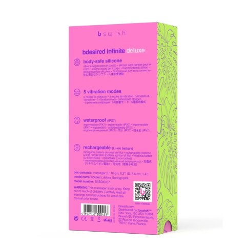 B Swish Bdesired Infinite Deluxe Pink - 5 Trybow, Wodoodporny, USB