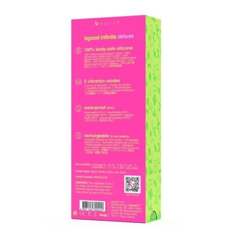 B Swish Bgood Infinite Deluxe niebieski - wibrujący model silikonowy 18 cm