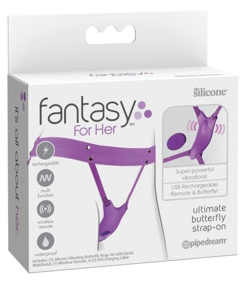 Fantasy For Her Ultimate Butterfly - Wibrator do majtek z pilotem, rożowy