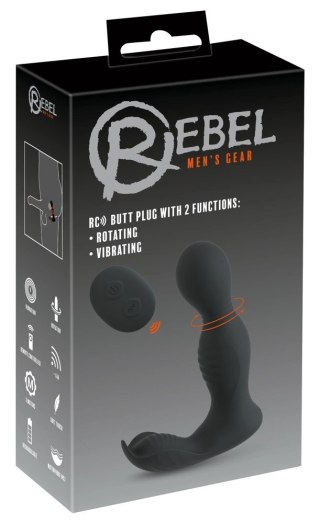 Rebel RC Prostate Massager - Głowka Obrotowa, 9 Trybow, Pilot, Czarny