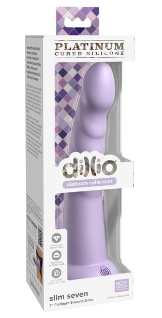 Dillio Platinum Slim Seven 19,7 cm fioletowy - model z rowkami i mocną bazą