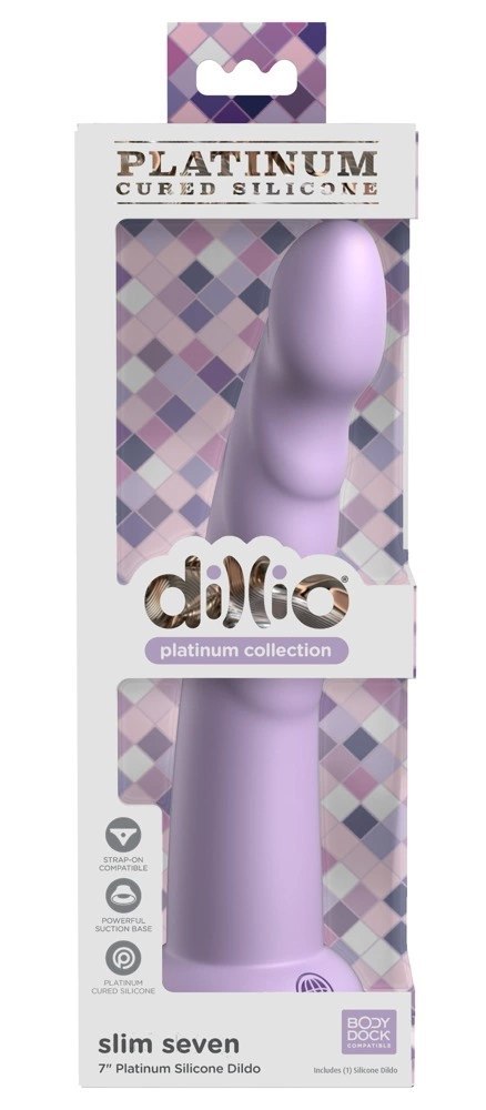 Dillio Platinum Slim Seven 19,7 cm fioletowy - model z rowkami i mocną bazą