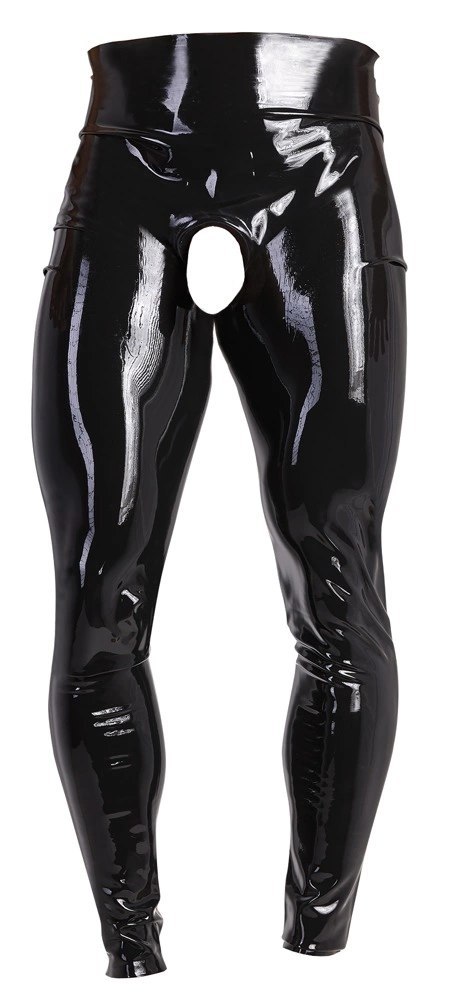LateX Legginsy męskie czarne XL z anatomicznym otworem, lateks 0,35 mm