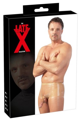 Late X Spodenki lateksowe przezroczyste L/XL z anatomiczną osłoną